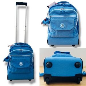 Kipling Sanaa Rolling backpack School Bag Luggage Blue Bouncy